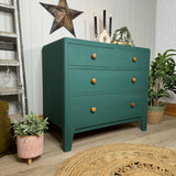 Vintage Retro Chest of Drawers Painted Dark Green