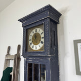 Vintage Grandfather Clock with Shelving Painted Rustic Navy Blue
