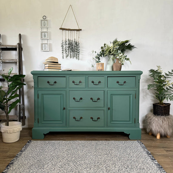 Large Solid Pine Sideboard / Drawers Painted Light Green