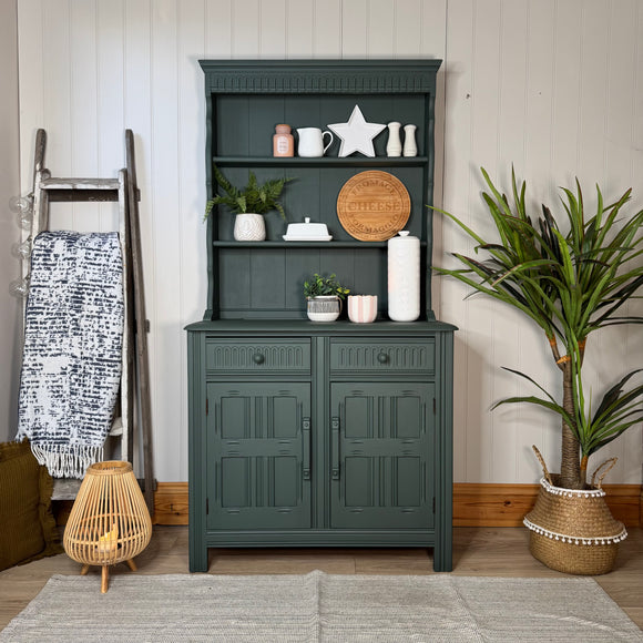 Vintage Old Priory Welsh Dresser Painted Dark Green