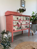 Vintage Chest of Drawers painted Pink and Floral