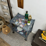 Vintage Bar Cart / Drinks Tea Trolley Painted Grey and Floral