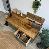 Bootroom Storage Bench with Drawers and Cupboards Painted Green