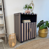 Rustic Purple Striped Vintage Cupboard / Side Table