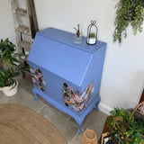 Pretty Writing Desk / Bureau painted light blue, pink and floral