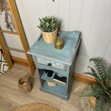 Pine Shelving Cupboard / Console Table / Side Table painted light blue and floral