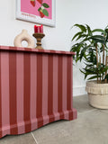 Solid Pine Blanket Box Painted in Colourful Pink and Red Stripes