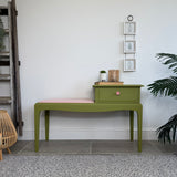 Colourful Green and Pink Stag Minstrel Telephone Table / Gossip Seat / Hallway Bench