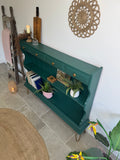 Solid Pine Console Table / Bookcase Painted Dark Green