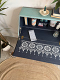 Vintage Oak Bureau Desk Painted Rustic Blue and Floral