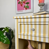 Striped Lemon Yellow Side Drawer Unit