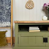 Solid Chunky Oak Tv Stand Painted Green