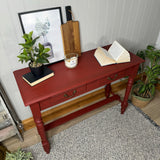 Decorative Console Table Painted Dark Red