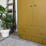 Colourful Vintage Retro Linen Cupboard Painted Yellow