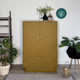Colourful Vintage Retro Linen Cupboard Painted Yellow