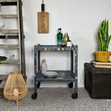 Vintage Bar Cart / Drinks Tea Trolley Painted Grey and Floral