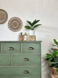 Solid Pine Rustic Green Chest Of Drawers