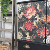 Linen Cupboard Painted Black and Floral
