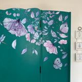 Vintage Wardrobe Armoire Painted Teal Green with Florals