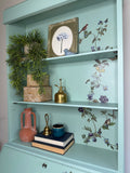 Secretary Bureau Desk Painted Light Blue with Floral Decor