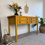 Colourful Mustard Yellow Rustic Vintage Desk / Table / Console