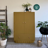 Colourful Vintage Retro Linen Cupboard Painted Yellow