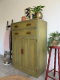 Vintage Linen Cupboard Painted Colourful Rustic Green