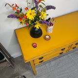 Colourful Mustard Yellow Rustic Vintage Desk / Table / Console