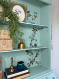 Secretary Bureau Desk Painted Light Blue with Floral Decor