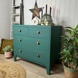 Vintage Retro Chest of Drawers Painted Dark Green