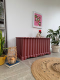 Solid Pine Blanket Box Painted in Colourful Pink and Red Stripes