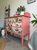 Vintage Chest of Drawers painted Pink and Floral