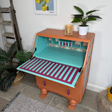 Colourful Orange Art Deco Writing Bureau Desk