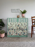 Handmade Chest of Drawers, Painted in Green and Cream with a Colourful Floral Design