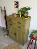 Vintage Linen Cupboard Painted Colourful Rustic Green