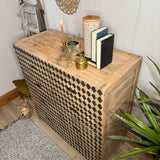 Rustic Reclaimed Solid Wood Patterned Green Chest of Drawers