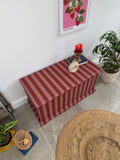 Solid Pine Blanket Box Painted in Colourful Pink and Red Stripes