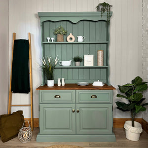 Solid Wood Kitchen Welsh Dresser Painted Green