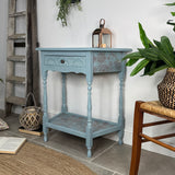 Pretty Light Blue & Floral Console Table with Drawer