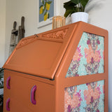 Colourful Orange Art Deco Writing Bureau Desk
