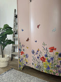 Vintage Armoire Wardrobe Painted Pink and Floral