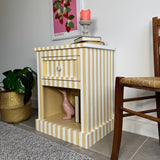 Striped Lemon Yellow Side Drawer Unit