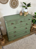 Solid Pine Rustic Green Chest Of Drawers