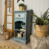 Pine Shelving Cupboard / Console Table / Side Table painted light blue and floral