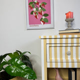 Striped Lemon Yellow Side Drawer Unit