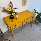Colourful Mustard Yellow Rustic Vintage Desk / Table / Console