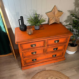 Bright Orange Vintage Industrial Style Chest of Drawers