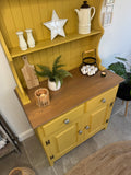 Pine Kitchen Welsh Dresser, Painted Colourful Mustard Yellow