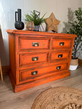 Bright Orange Vintage Industrial Style Chest of Drawers