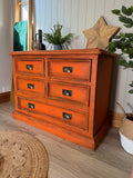 Bright Orange Vintage Industrial Style Chest of Drawers